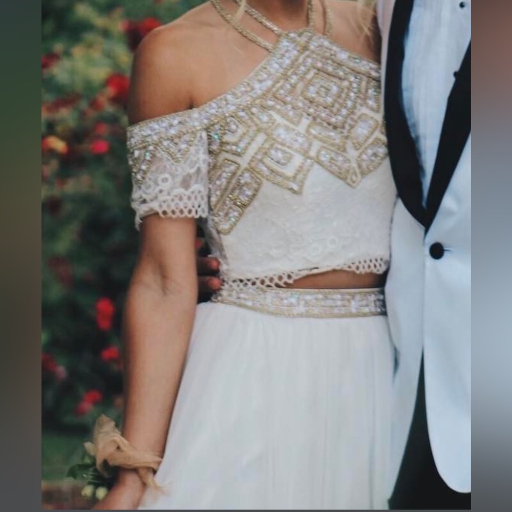 Rachel Allan White Satin Gown